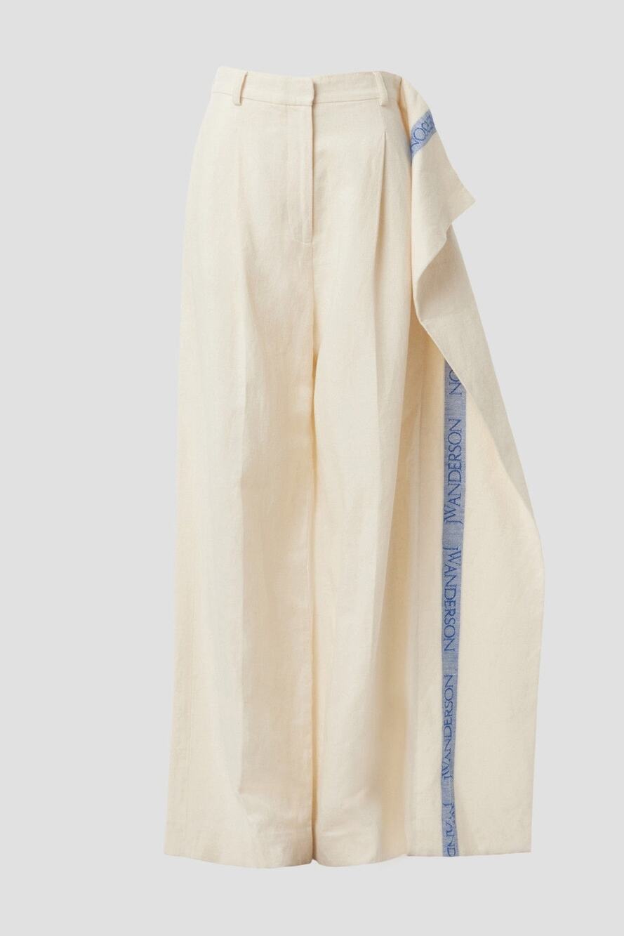 J.W. Anderson Logo Stripe Palazzo pants Cream white cotton blend size 8